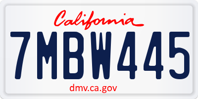 CA license plate 7MBW445