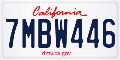 CA license plate 7MBW446