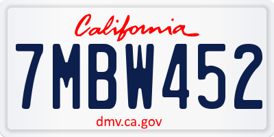 CA license plate 7MBW452