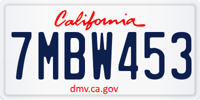 CA license plate 7MBW453