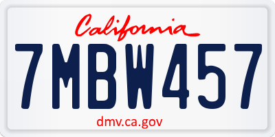 CA license plate 7MBW457