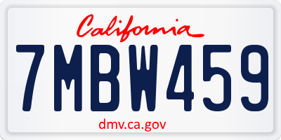 CA license plate 7MBW459