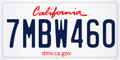 CA license plate 7MBW460