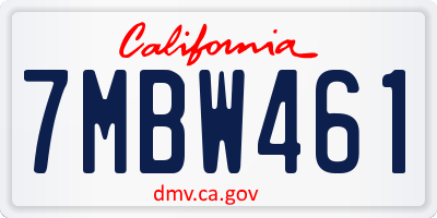 CA license plate 7MBW461