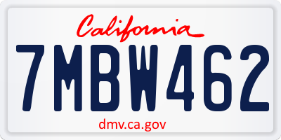 CA license plate 7MBW462