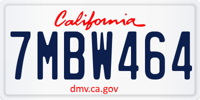 CA license plate 7MBW464
