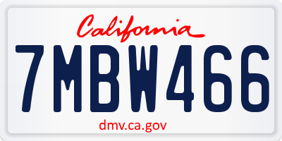CA license plate 7MBW466