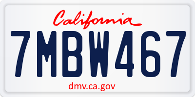 CA license plate 7MBW467