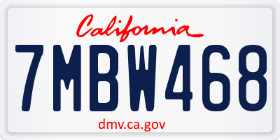 CA license plate 7MBW468