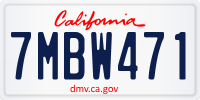 CA license plate 7MBW471