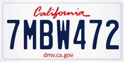 CA license plate 7MBW472
