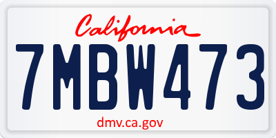 CA license plate 7MBW473