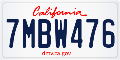 CA license plate 7MBW476