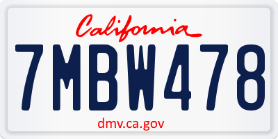 CA license plate 7MBW478