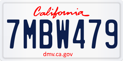 CA license plate 7MBW479