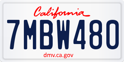 CA license plate 7MBW480