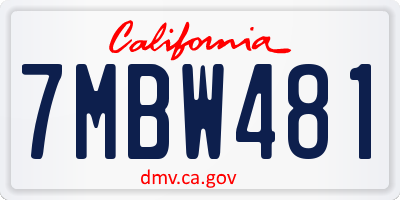 CA license plate 7MBW481