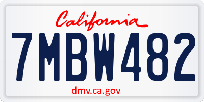 CA license plate 7MBW482