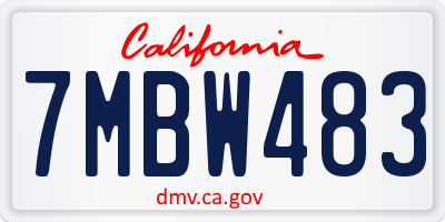 CA license plate 7MBW483