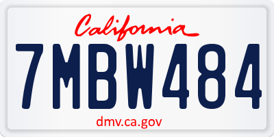 CA license plate 7MBW484