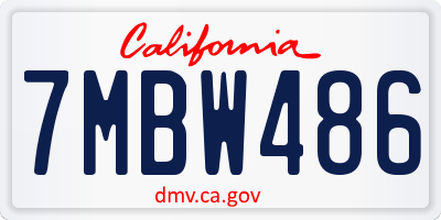 CA license plate 7MBW486