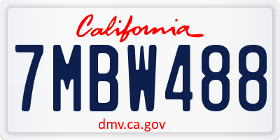 CA license plate 7MBW488