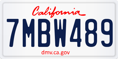 CA license plate 7MBW489