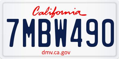 CA license plate 7MBW490