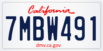 CA license plate 7MBW491