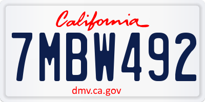 CA license plate 7MBW492