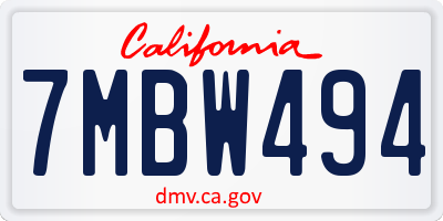 CA license plate 7MBW494