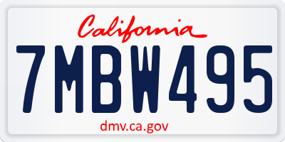 CA license plate 7MBW495