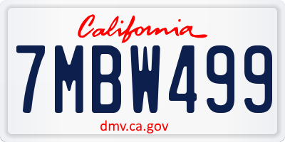 CA license plate 7MBW499