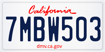 CA license plate 7MBW503