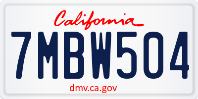 CA license plate 7MBW504