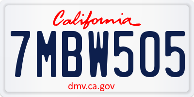 CA license plate 7MBW505