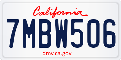 CA license plate 7MBW506