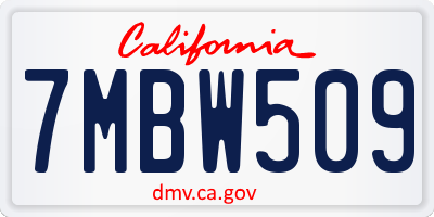 CA license plate 7MBW509