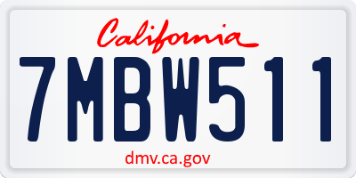 CA license plate 7MBW511