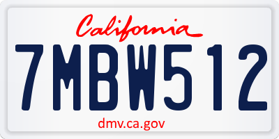 CA license plate 7MBW512