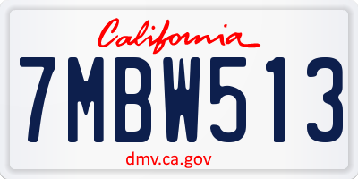 CA license plate 7MBW513