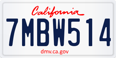 CA license plate 7MBW514
