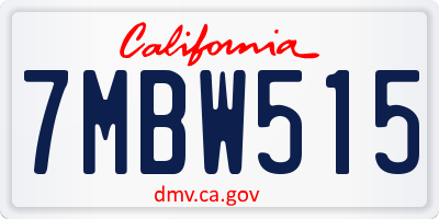 CA license plate 7MBW515