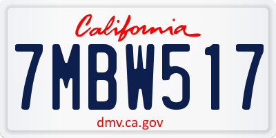 CA license plate 7MBW517