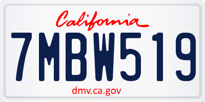 CA license plate 7MBW519