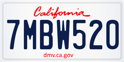 CA license plate 7MBW520