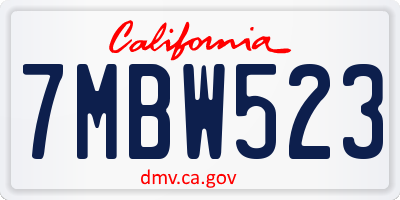 CA license plate 7MBW523