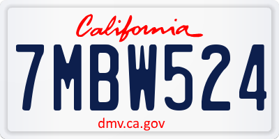 CA license plate 7MBW524