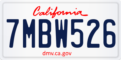 CA license plate 7MBW526