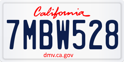 CA license plate 7MBW528